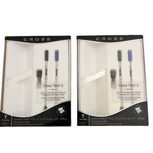 Lot of 4 Ballpoint Refills & 4 Replacement Stylus Tops for Cross Tech2 Pen NEW